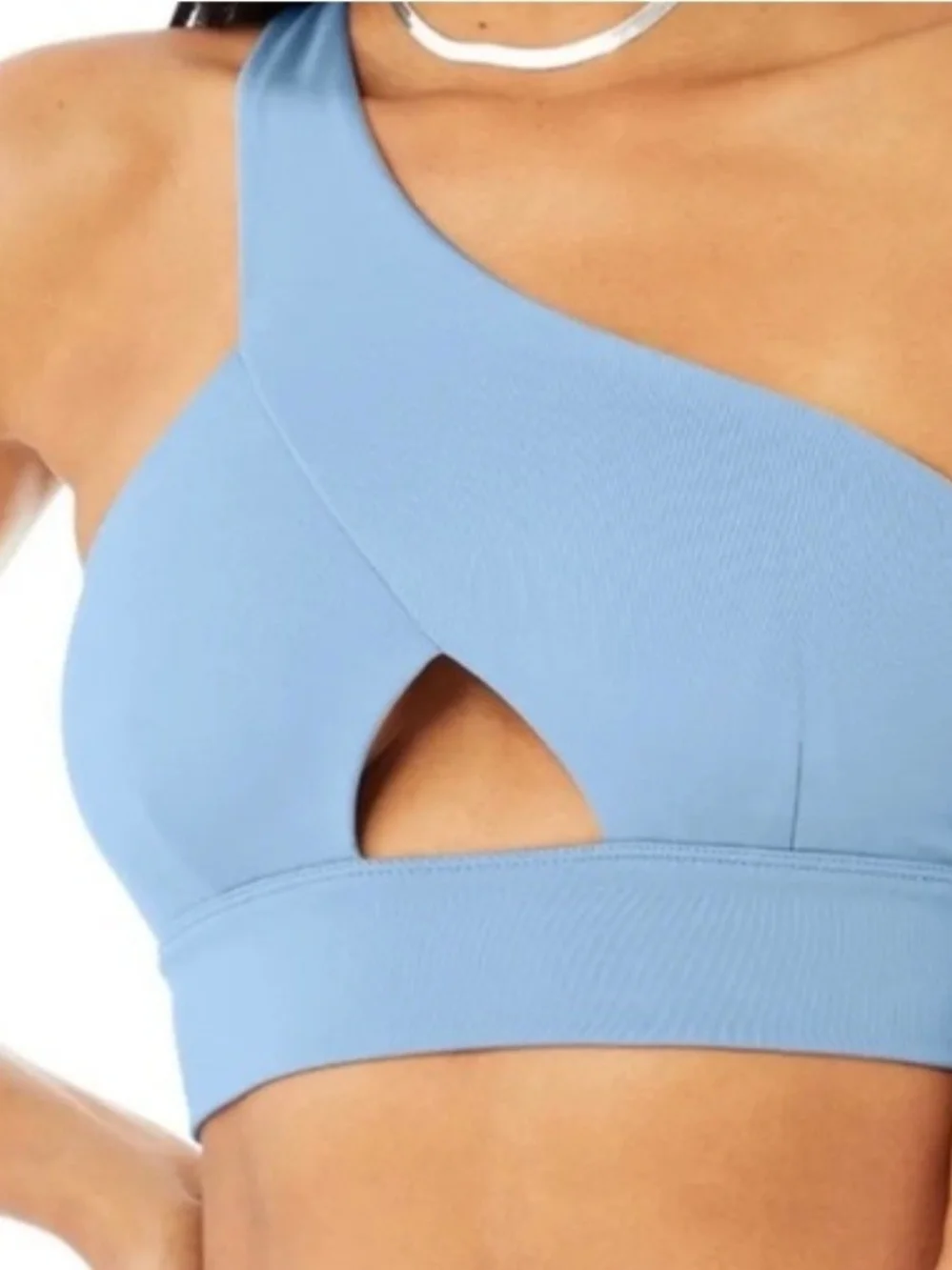 ALO Yoga💎 Light Blue One-Shoulder Cutout Sports Bralette